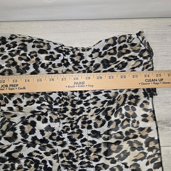 Dots Womens Blouse Chiffon Sleeveless Leopard Print Cinched Waist Ruffles Sz S - Picture 4 of 5